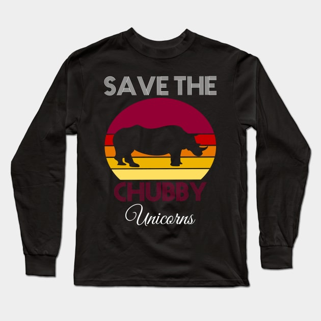 Save The Chubby Unicorns Vintage Distressed Long Sleeve T-Shirt by Teeartspace